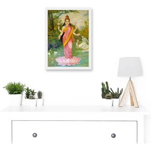 Artery8 Varma - Lakshmi - A4 - White Frame - Wall Art Artery8 Varma - Lakshmi - A4 - White Frame - Wall Art