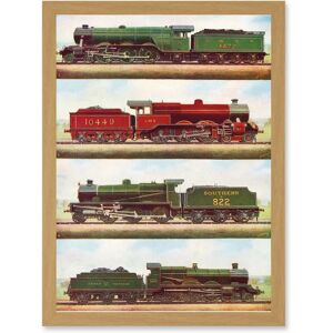 Artery8 - Train Steam Engine Locomotive A4 Artwork - Light Oak - Framed - Wall Art Print Artery8 - Train Steam Engine Locomotive A4 Artwork - Light Oak - Framed - Wall Art Print