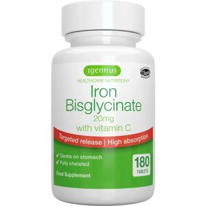 Igennus Healthcare Nutrition Iron Bisglycinate 20mg with Vitamin C - 180 Tablets Igennus Healthcare Nutrition Iron Bisglycinate 20mg with Vitamin C - 180 Tablets