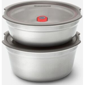 Black+Blum Set of 2 Steel Food Bowls Large Grey & Red - Food Storage Container Black+Blum Set of 2 Steel Food Bowls Large Grey & Red - Food Storage Container