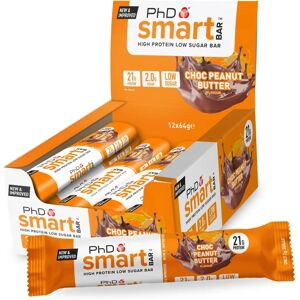 PhD Nutrition PhD Smart Bar - High Protein Low Sugar Bar - Chocolate Peanut Butter - 64 g - Pack of 12 PhD Nutrition PhD Smart Bar - High Protein Low Sugar Bar - Chocolate Peanut Butter - 64 g - Pack of 12