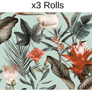 Debona Flora Duck Egg Wallpaper - Tropical Jungle Floral Decor Debona Flora Duck Egg Wallpaper - Tropical Jungle Floral Decor