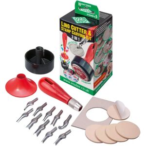 Essdee 3 in 1 Lino Kit - Multi-color, 10 Cutters & 5 Stamps - Lino Carving Tools Essdee 3 in 1 Lino Kit - Multi-color, 10 Cutters & 5 Stamps - Lino Carving Tools