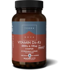 Terranova Vitamin D3 K2 Complex - 2000 IU & 100ug Vegicaps Terranova Vitamin D3 K2 Complex - 2000 IU & 100ug Vegicaps