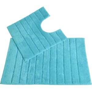 Allure Bath Fashions Turquoise Luxury Bath Mat and Pedestal Set with Linear Ribbed Design Allure Bath Fashions Turquoise Luxury Bath Mat and Pedestal Set with Linear Ribbed Design