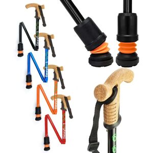 Flexyfoot Walking Stick Cork Handle - Foldable Black - Walking Stick Flexyfoot Walking Stick Cork Handle - Foldable Black - Walking Stick