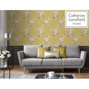 Papel Pintado Floral Canterbury Lansfield Ocre/Amarillo/Gris - Papel Papel Pintado Floral Canterbury Lansfield Ocre/Amarillo/Gris - Papel