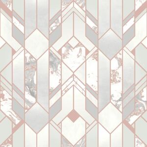Muriva Elixir Geometric Marble Wallpaper Rose Gold Grey White - Wallpaper Muriva Elixir Geometric Marble Wallpaper Rose Gold Grey White - Wallpaper