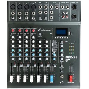 Mixer Studiomaster XS8+ - 8 Canais, Bluetooth, Efeitos Mixer Studiomaster XS8+ - 8 Canais, Bluetooth, Efeitos