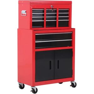 HOMCOM Metal Tool Chest - 6 Drawers, Red HOMCOM Metal Tool Chest - 6 Drawers, Red