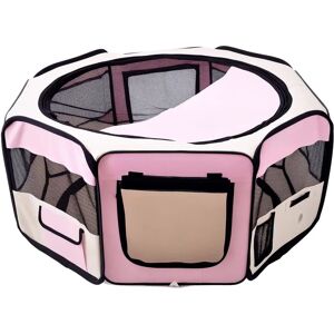 PawHut Pink and Cream Pet Playpen - Small Animal Exercise Enclosure PawHut Pink and Cream Pet Playpen - Small Animal Exercise Enclosure