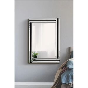 Black and Silver Modern Wall Mirror - 70x100cm - Large Venetian Design Black and Silver Modern Wall Mirror - 70x100cm - Large Venetian Design