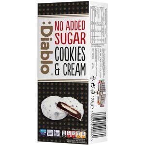 Diablo Weiße Schokoladen Cookies & Cream - Zuckerfrei, 128g Diablo Weiße Schokoladen Cookies & Cream - Zuckerfrei, 128g