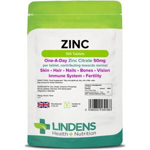 Lindens Zinc Citrate 50mg Tablets - Dietary Supplement Lindens Zinc Citrate 50mg Tablets - Dietary Supplement