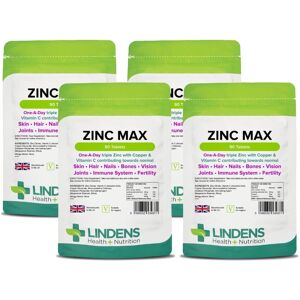Lindens Zinc Max Tablets - 360 Pack, 300% NRV, with Vitamin C & Copper Lindens Zinc Max Tablets - 360 Pack, 300% NRV, with Vitamin C & Copper