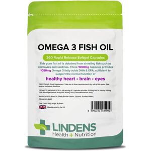 Lindens Omega 3 Fish Oil Capsules - 1050mg, 360 Softgels Lindens Omega 3 Fish Oil Capsules - 1050mg, 360 Softgels