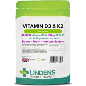 Lindens Vitamin D3 4000IU & K2 - 90 Tablets - Vitamins and Supplements Lindens Vitamin D3 4000IU & K2 - 90 Tablets - Vitamins and Supplements