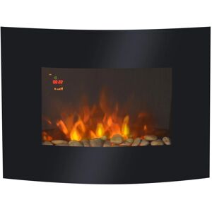 HOMCOM Electric Wall Mounted Fireplace Heater - Curved Glass, 900/1800W HOMCOM Electric Wall Mounted Fireplace Heater - Curved Glass, 900/1800W