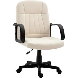 HOMCOM Cream PU Leather Swivel Office Chair - Ergonomic, 360° Support HOMCOM Cream PU Leather Swivel Office Chair - Ergonomic, 360° Support