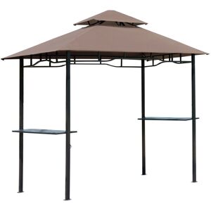 Outsunny Brown Double-tier BBQ Gazebo Shelter - BBQ Type Outsunny Brown Double-tier BBQ Gazebo Shelter - BBQ Type
