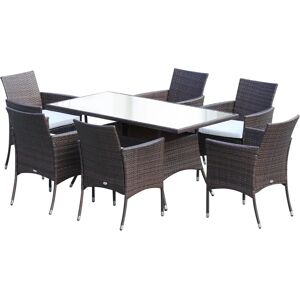 Outsunny 7pc Rattan Garden Furniture Dining Set - Brown Outsunny 7pc Rattan Garden Furniture Dining Set - Brown