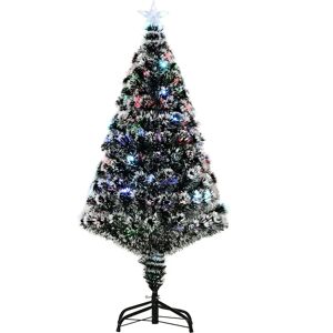 HOMCOM 4ft Green/White Christmas Tree - Prelit with Fiber Optic & LED HOMCOM 4ft Green/White Christmas Tree - Prelit with Fiber Optic & LED
