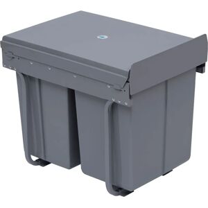 HOMCOM Grey 40L Recycling Waste Bin - Kitchen Sorter HOMCOM Grey 40L Recycling Waste Bin - Kitchen Sorter
