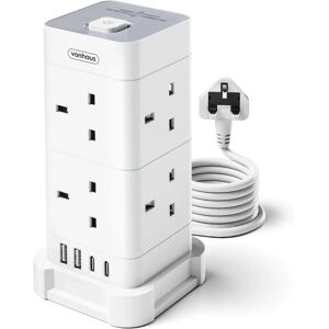 Vonhaus Tower Extension Lead - 8 Plug - 2 USB-C Ports - Extension Lead Vonhaus Tower Extension Lead - 8 Plug - 2 USB-C Ports - Extension Lead