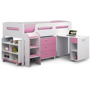 Julian Bowen Kimbo Pink and White Mid Sleeper Bed Frame Julian Bowen Kimbo Pink and White Mid Sleeper Bed Frame