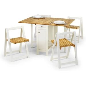 Only Oak Furniture Savoy White/Natural Space-Saving Dining Set Only Oak Furniture Savoy White/Natural Space-Saving Dining Set