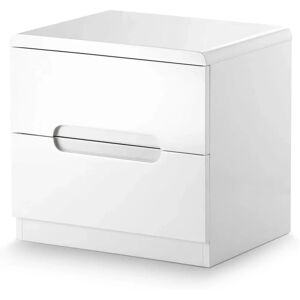 Julian Bowen Manhattan White High Gloss 2 Drawer Bedside - Storage Julian Bowen Manhattan White High Gloss 2 Drawer Bedside - Storage