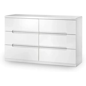 Julian Bowen Manhattan White High Gloss 6 Drawer Chest of Drawers - Chest of Drawers Julian Bowen Manhattan White High Gloss 6 Drawer Chest of Drawers - Chest of Drawers