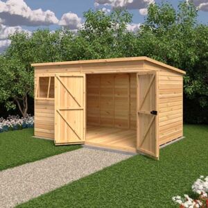 Shire Ranger 12x8 Premium Pent Shed with Double Doors - Garden Storage Shire Ranger 12x8 Premium Pent Shed with Double Doors - Garden Storage