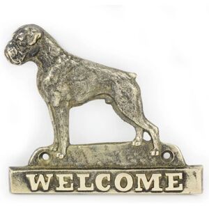 Art-Dog - Boxer I - Latón - Bienvenido - Placa de puerta Art-Dog - Boxer I - Latón - Bienvenido - Placa de puerta