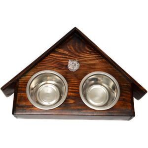 Art-Dog - Bulldog I - wooden - two bowls - dog bowl stand Art-Dog - Bulldog I - wooden - two bowls - dog bowl stand