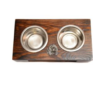 Art-Dog - Cavalier Duo - Madera maciza - Relieve plateado - Soporte cuencos perro Art-Dog - Cavalier Duo - Madera maciza - Relieve plateado - Soporte cuencos perro