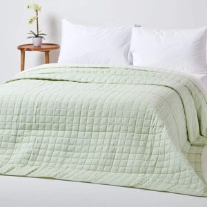 Homescapes Sage Green & Cream Reversible Cotton Bedspread - Bedspread Homescapes Sage Green & Cream Reversible Cotton Bedspread - Bedspread
