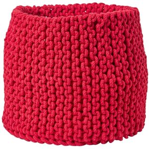 Homescapes Cotton Knitted Round Storage Basket - Red Homescapes Cotton Knitted Round Storage Basket - Red