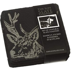 Selbrae House 4 Slate Coasters - Stag - Dark Grey - Coasters Selbrae House 4 Slate Coasters - Stag - Dark Grey - Coasters