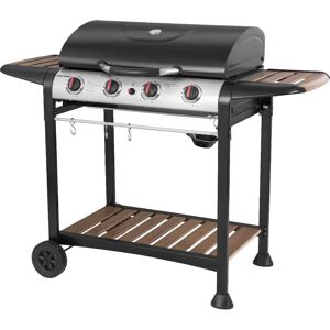 George Foreman GFGBBQ4BW Black & Wood 4 Burner Gas BBQ - Cooking station George Foreman GFGBBQ4BW Black & Wood 4 Burner Gas BBQ - Cooking station