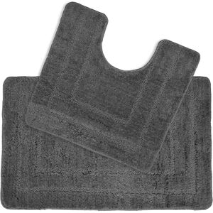 Allure Bath Fashions Dark Grey Microfibre Bath Set - Bath Mat & Pedestal Allure Bath Fashions Dark Grey Microfibre Bath Set - Bath Mat & Pedestal