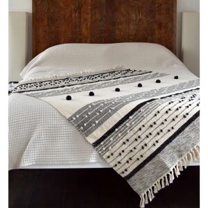 Allure Nina Pom Pom Throw - Boho Style Monochrome Blanket - Throw Blanket Allure Nina Pom Pom Throw - Boho Style Monochrome Blanket - Throw Blanket