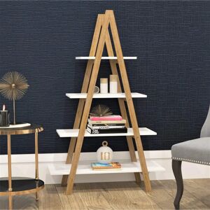 Charles Jacobs White Bamboo Ladder 4 Tier Shelf Unit - Bookcase Charles Jacobs White Bamboo Ladder 4 Tier Shelf Unit - Bookcase