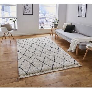 Think Rugs 8280 White Black Moroccan Shaggy Rug - Rug Think Rugs 8280 White Black Moroccan Shaggy Rug - Rug