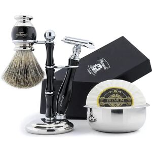 Haryali London Mens Shaving Set De Safety Razor, Badger Shaving Brush, Stand And Bowl Shave Kit - Shaving Set Haryali London Mens Shaving Set De Safety Razor, Badger Shaving Brush, Stand And Bowl Shave Kit - Shaving Set