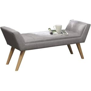 Home Source Fabric Grey Bench Window Seat Upholstered Deep Button Modern Chair Wooden Legs - Bench Home Source Fabric Grey Bench Window Seat Upholstered Deep Button Modern Chair Wooden Legs - Bench