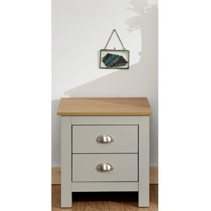 GFW Lancaster Grey & Oak Top 2 Drawer Bedside Cabinet - Bedside Cabinet GFW Lancaster Grey & Oak Top 2 Drawer Bedside Cabinet - Bedside Cabinet