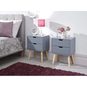 GFW Nyborg 2 Drawer Bedside Tables - Dark Grey GFW Nyborg 2 Drawer Bedside Tables - Dark Grey