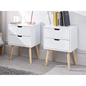 Kathmandu White 2-Drawer Bedside Cabinets - Scandinavian Style Kathmandu White 2-Drawer Bedside Cabinets - Scandinavian Style