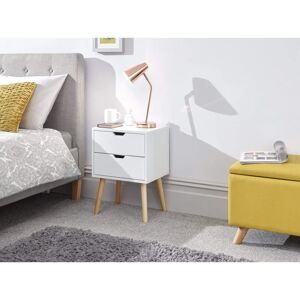 GFW Nyborg 2 Drawer Bedside - White - Scandinavian Design GFW Nyborg 2 Drawer Bedside - White - Scandinavian Design